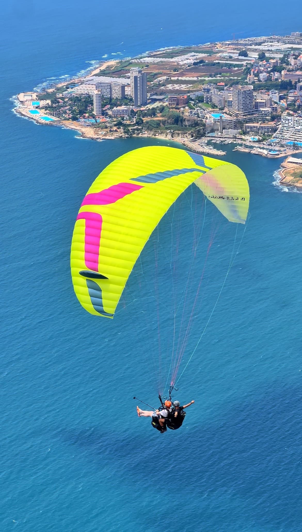Paragliding flight over Jounieh Bay